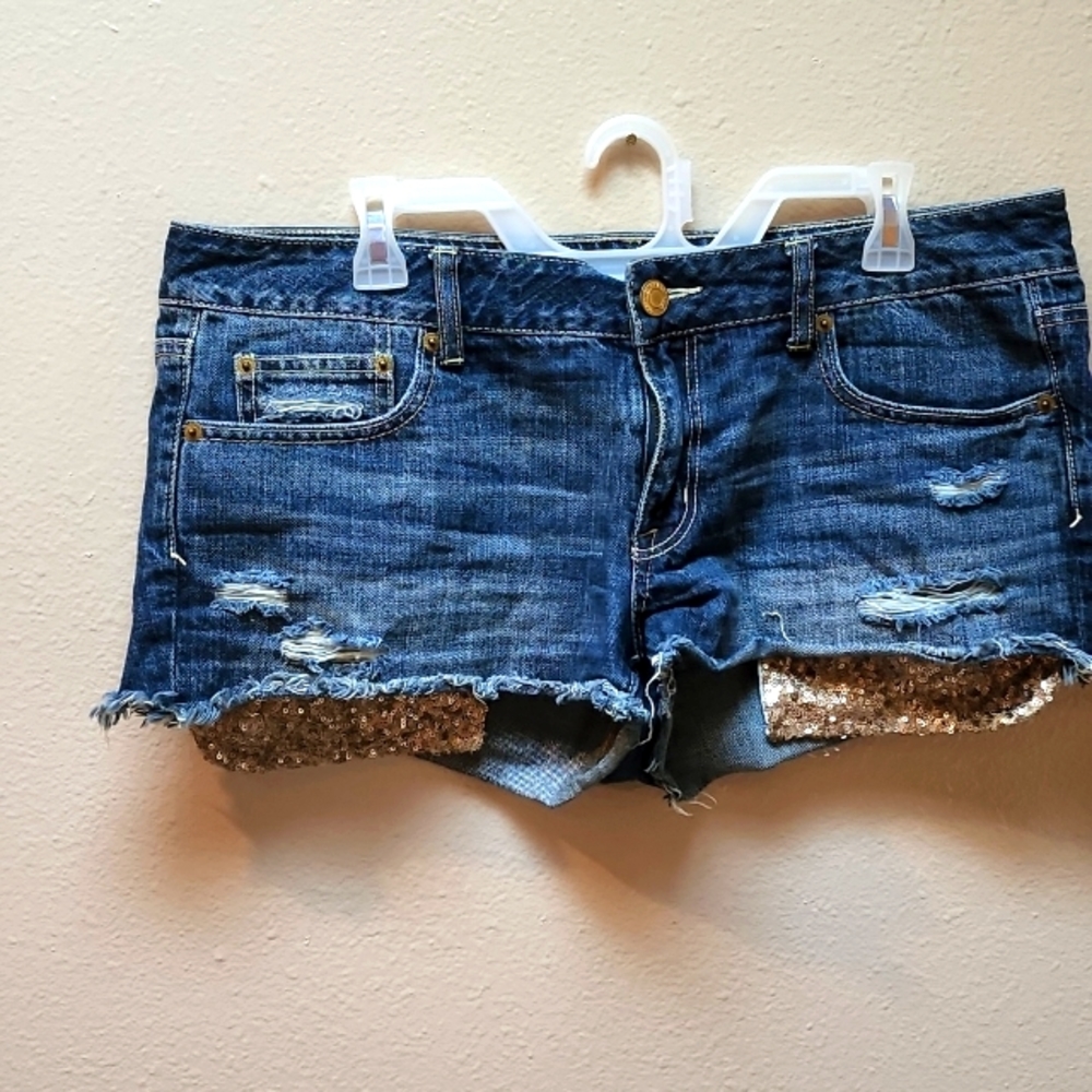 American Eagle Sz 14 Demin Shorty Shorts!!